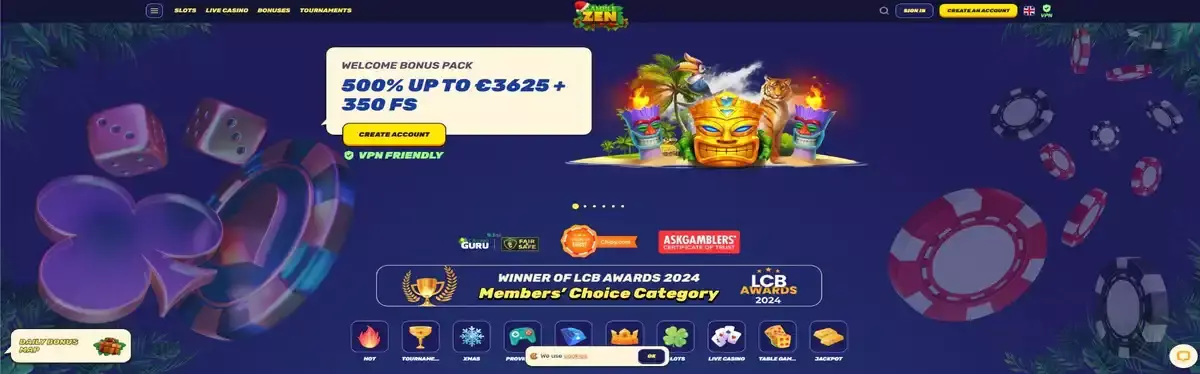 Homepage of the website